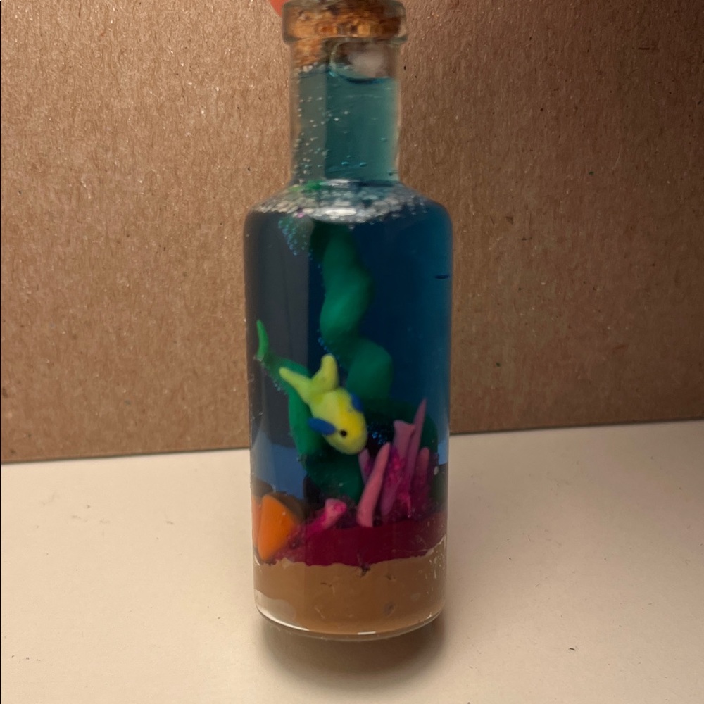 Miniature Ocean Scene in Glass Bottle